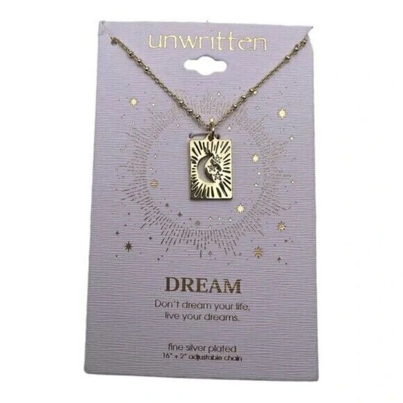 Unwritten Gold Flash-Plated Moon Star Gold Dream Necklace New - Picture 1 of 2
